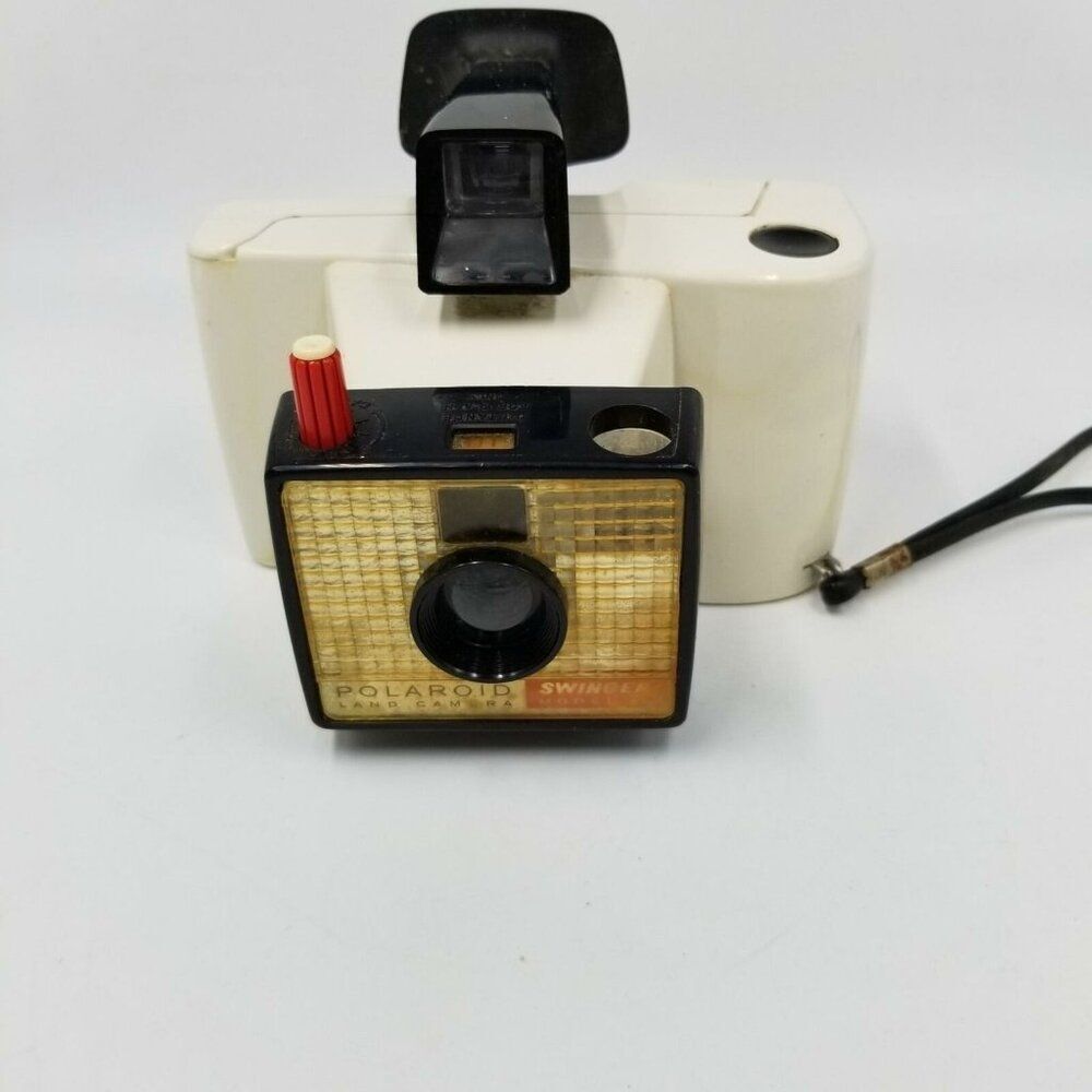 Vintage Polaroid Land Camera Model 20 White Swinger With Strap 1960s Photography